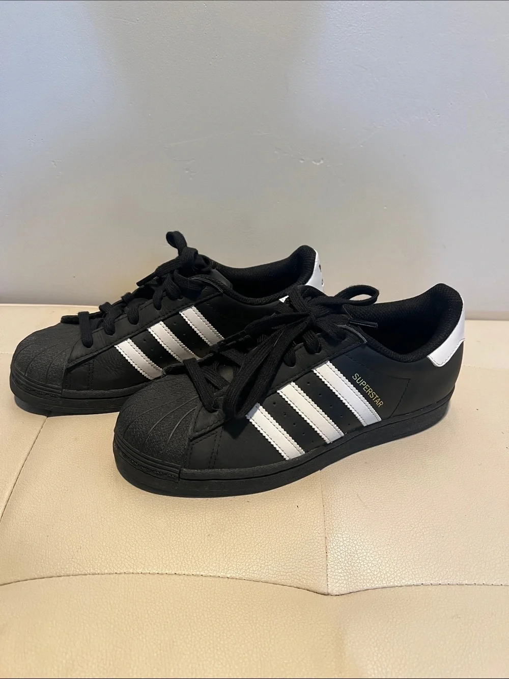adidas Kids Black & White Superstar Sneakers